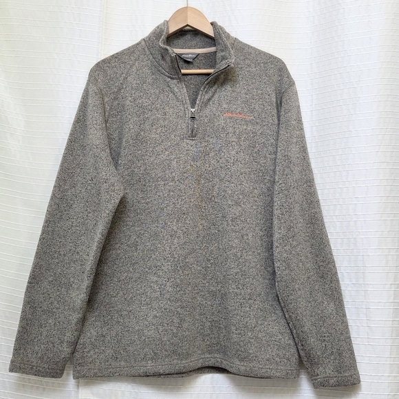 Eddie Bauer Convector 1/2 Zip Sweater Pullover Jacket Grey Heather Men's L - Picture 1 of 9